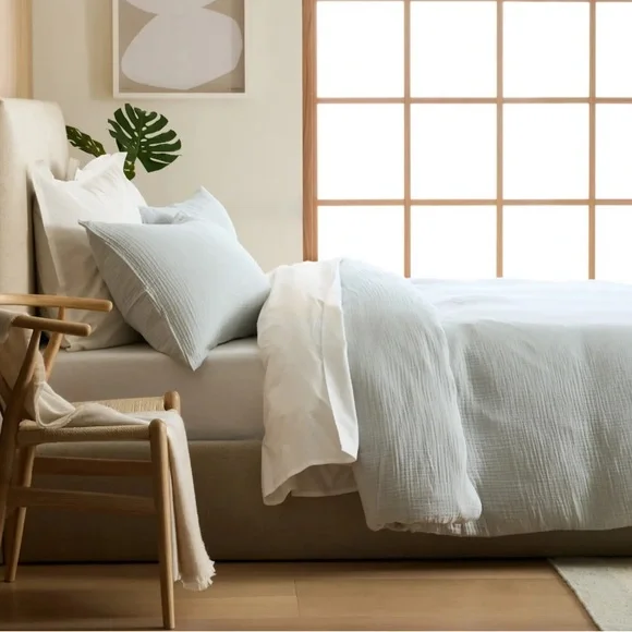 NWT QUINCE Organic Airy Gauze Duvet Cover King/Cal King Mist 1215